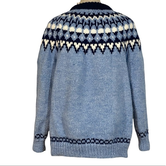 SOLD — Hand Knitted Fair Isle Long Sleeve Pullover Sweater - Picture 5 of 8